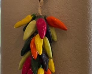 Ceramic Dangling Chili Peppers 16in Long