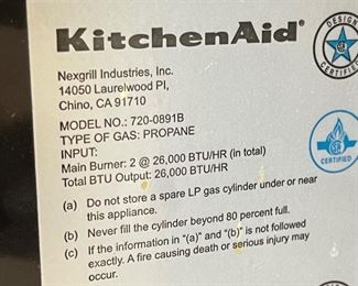 KitchenAid Propane Grill 720-0891B 45 x 28 x 22 HxWxD