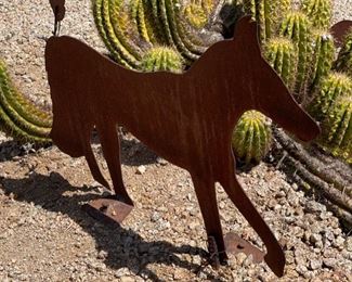 Rustic Metal Silhouette Coyote Yard Art 24 x 34