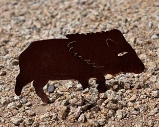 Rustic Metal Silhouette Baby Javelina Yard Art 7 x 14