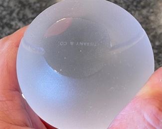 Tiffany & Co Crystal Glass Tennis Ball Frosted 3in Diameter