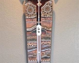 Artist Made Ceramic & Wood Wall Sculpture Native American Sunburst Raku 53x16in