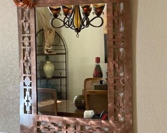 Rustic Brushed Copper Frame Mirror 44x28in
