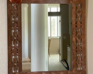 Rustic Brushed Copper Frame Mirror 44x28in