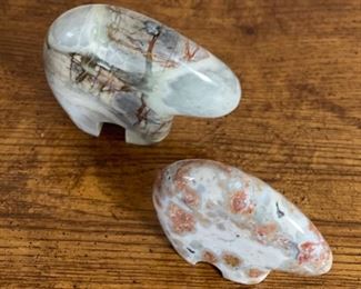 3pc Zuni Style Carved Stone Bears Native American Largest: 6x9x2in