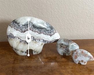 3pc Zuni Style Carved Stone Bears Native American Largest: 6x9x2in