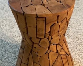 Teak Wood piece Stool/Plant Stand 17x13.75in Diameter