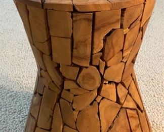 Teak Wood piece Stool/Plant Stand 17x13.75in Diameter