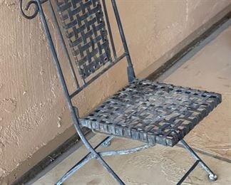 Vintage Mini Folding Metal Patio Chair 24 x 14 x 16 HxWxD