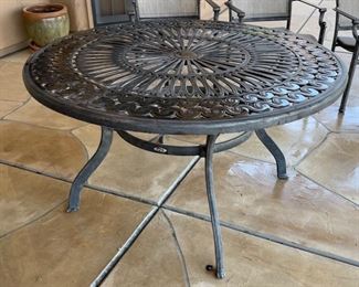 Hampton Bay Patio Table & Chairs Cast Aluminum Table: 28 inches high by 50 inches diameter