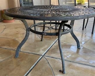Hampton Bay Patio Table & Chairs Cast Aluminum Table: 28 inches high by 50 inches diameter