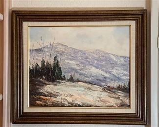 *Original* Charles Chas Reid Mountain Landscape Scene Oil Painting on Board Frame: 22x26in<BR>Art: 16x20in