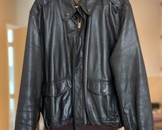 Vintage LL Bean Goatskin Leather Jacket Classic Bomber SZ 46 Long 46 Long