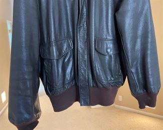 Vintage LL Bean Goatskin Leather Jacket Classic Bomber SZ 46 Long 46 Long