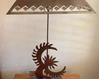 Eagle Dancer Native American Folk Art Copper Tone Metal Table Lamp #2 35x17x17 HxWxD