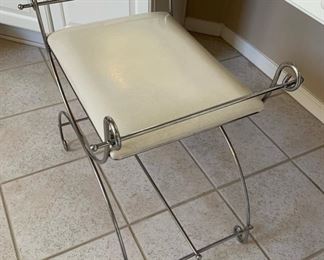 Chrome Vanity Chair with Upholstered Cushion. 23x22x18 HxWxD