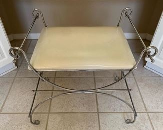 Chrome Vanity Chair with Upholstered Cushion. 23x22x18 HxWxD