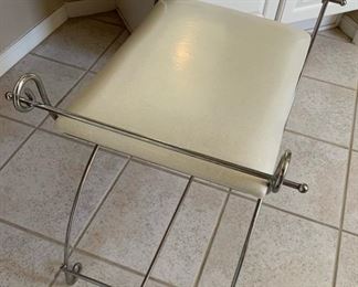 Chrome Vanity Chair with Upholstered Cushion. 23x22x18 HxWxD