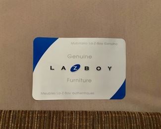 La-Z-Boy Oversized Chair Brown and Beige Lined Fabric with Wood Legs and One Throw Pillow #1 34x58x38 HxWxD