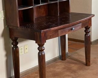 Rustic Sold Ironwood Desk with removable shelf 46x45x24in HxWxD