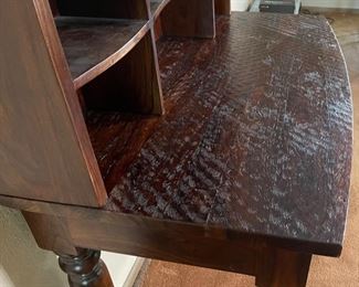 Rustic Sold Ironwood Desk with removable shelf 46x45x24in HxWxD