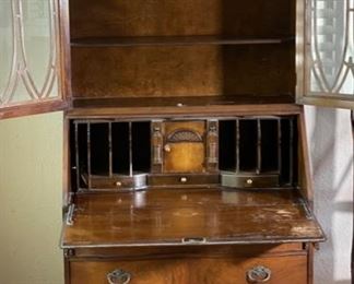 Antique Chippendale Secretary Desk 78x33.5x19.5in HxWxD