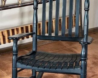 Vintage Slatted Rocking Chair Black 46x26x34in
Vintage Slatted Rocking Chair Black 46x26x34in