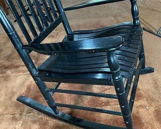 Vintage Slatted Rocking Chair Black 46x26x34in