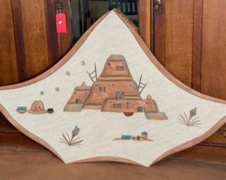 Paul Hallowell Southwest Mixed Media Wall Hanging High Mesa Retreat 39x63x1.5in HxWxD