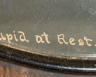 Lg Antique Oval Cupid Photo Cupid at Rest DeWitt 25x21in