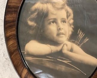 Lg Antique Oval Cupid Photo Cupid at Rest DeWitt 25x21in