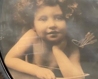 Lg Antique Oval Cupid Photo Cupid Watching DeWitt 23x19in