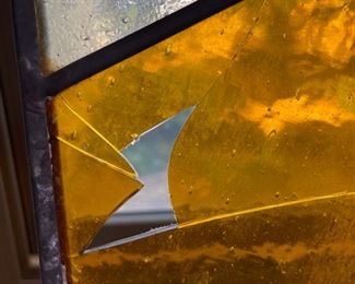 AS-IS Vintage Navajo Yei Stained Glass Panel Kachina 79.5x19.5in