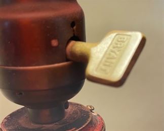 Antique Wrought Iron lamp Frosted Red Shade 24in H x 11in Diameter