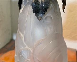 Antique Wrought Iron Leaf 2 head Lamp 19x16x10in HxWxD