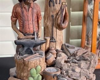 Apsit Bros of Calif Western Blacksmith Lamp Cowboy 25x14x11in HxWxD