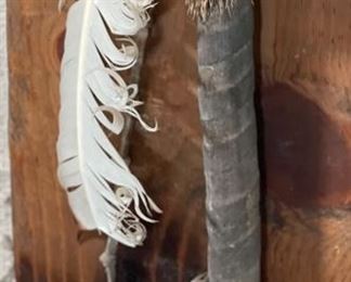 Vintage Peace Pipe Native American Ceremonial Pipe: 30in Long