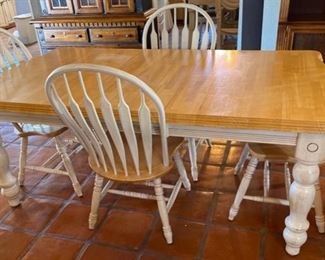 Country Maple Farmhouse Dining Table w/ 4 Chairs 30x41x58-75in HxWxD