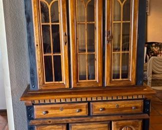 Hardwood & Black Country China Cabinet 78x52x18in HxWxD