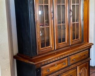 Hardwood & Black Country China Cabinet 78x52x18in HxWxD