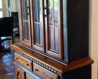 Hardwood & Black Country China Cabinet 78x52x18in HxWxD