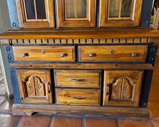 Hardwood & Black Country China Cabinet 78x52x18in HxWxD