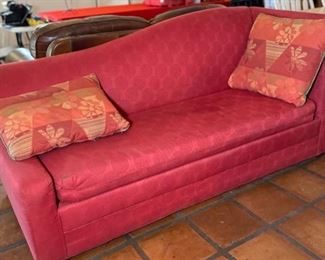 Contemporary Sleeper Sofa Red Fabric Couch 35x34x78in HxWxD