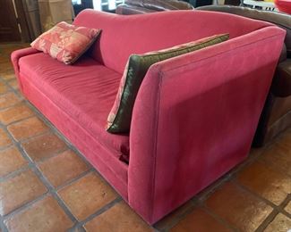 Contemporary Sleeper Sofa Red Fabric Couch 35x34x78in HxWxD
