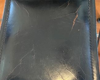 6pc Rustic Leather & Wrought Iron Dining Chairs 42x17x18in HxWxD