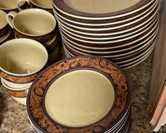 55pc Cowboy Living Western Belt Collection Dinnerware Plate Set