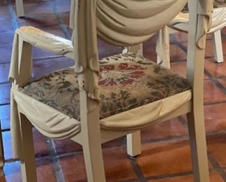 Vintage Marge Carson Leather Clad Dining Table w/ 6 Chairs 31in Hx 34in W x 70-90-120in