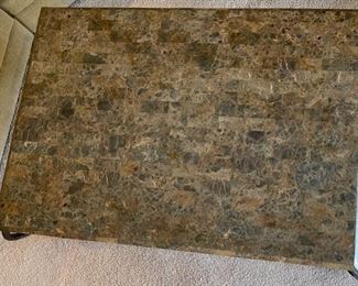 Robb & Stucky Coffee Table Granite Tile Top Rustic Iron Frame 23x42x57in HxWxD