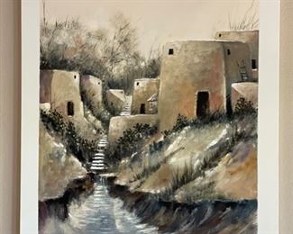 *Original* Michael Nisperos Mystic Passage Southwest Pueblo Dwelling Painting Art 60x48x2in HxWxD