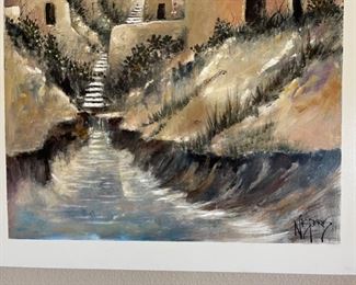 *Original* Michael Nisperos Mystic Passage Southwest Pueblo Dwelling Painting Art 60x48x2in HxWxD